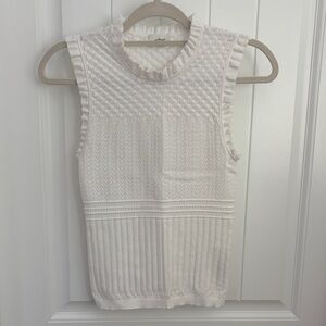 Wilfred Cream Textured Knit Ruffle Tank